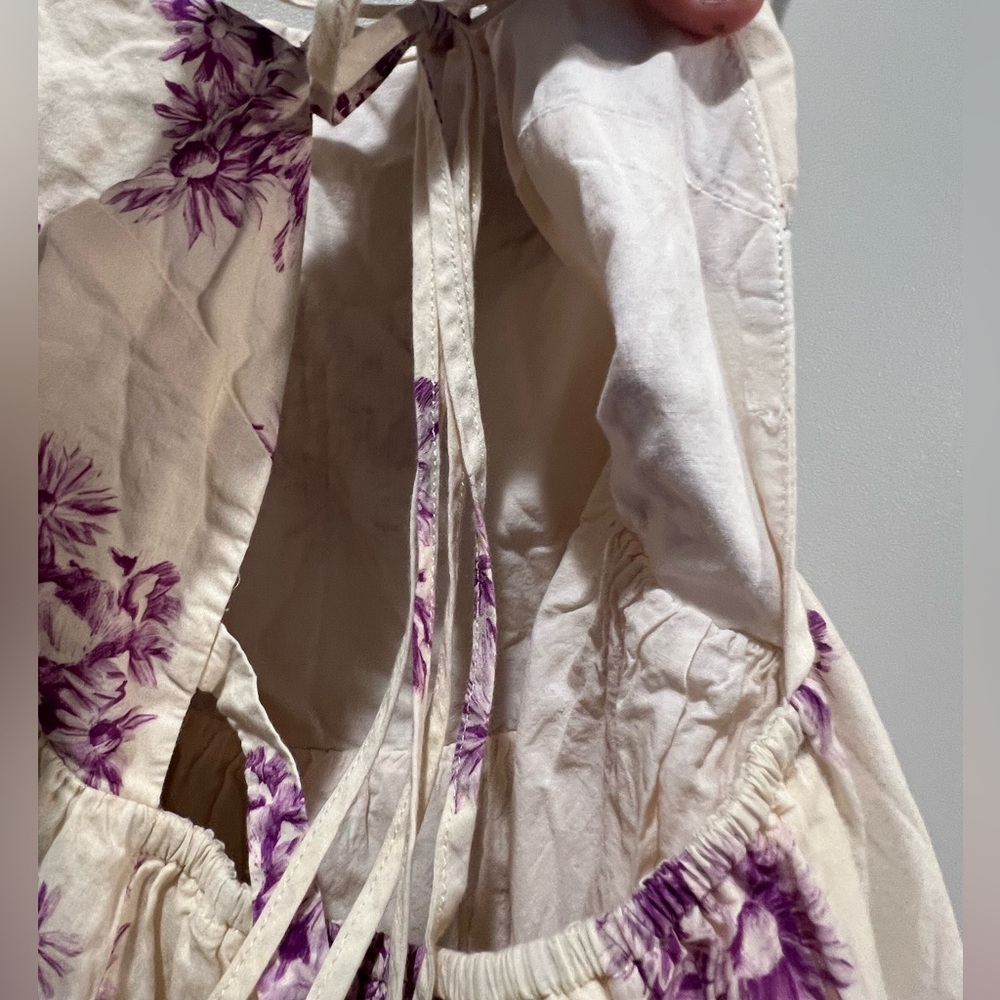 Jason Wu Floral Cotton Midi Dress Cream Lavender Size 8 - Picture 8 of 9